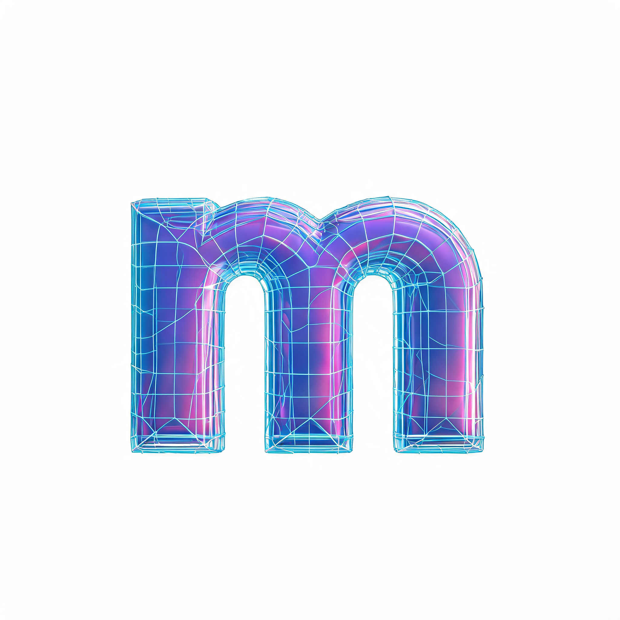 "m" — 3d Bold Holographic | AI Text Effect Generator