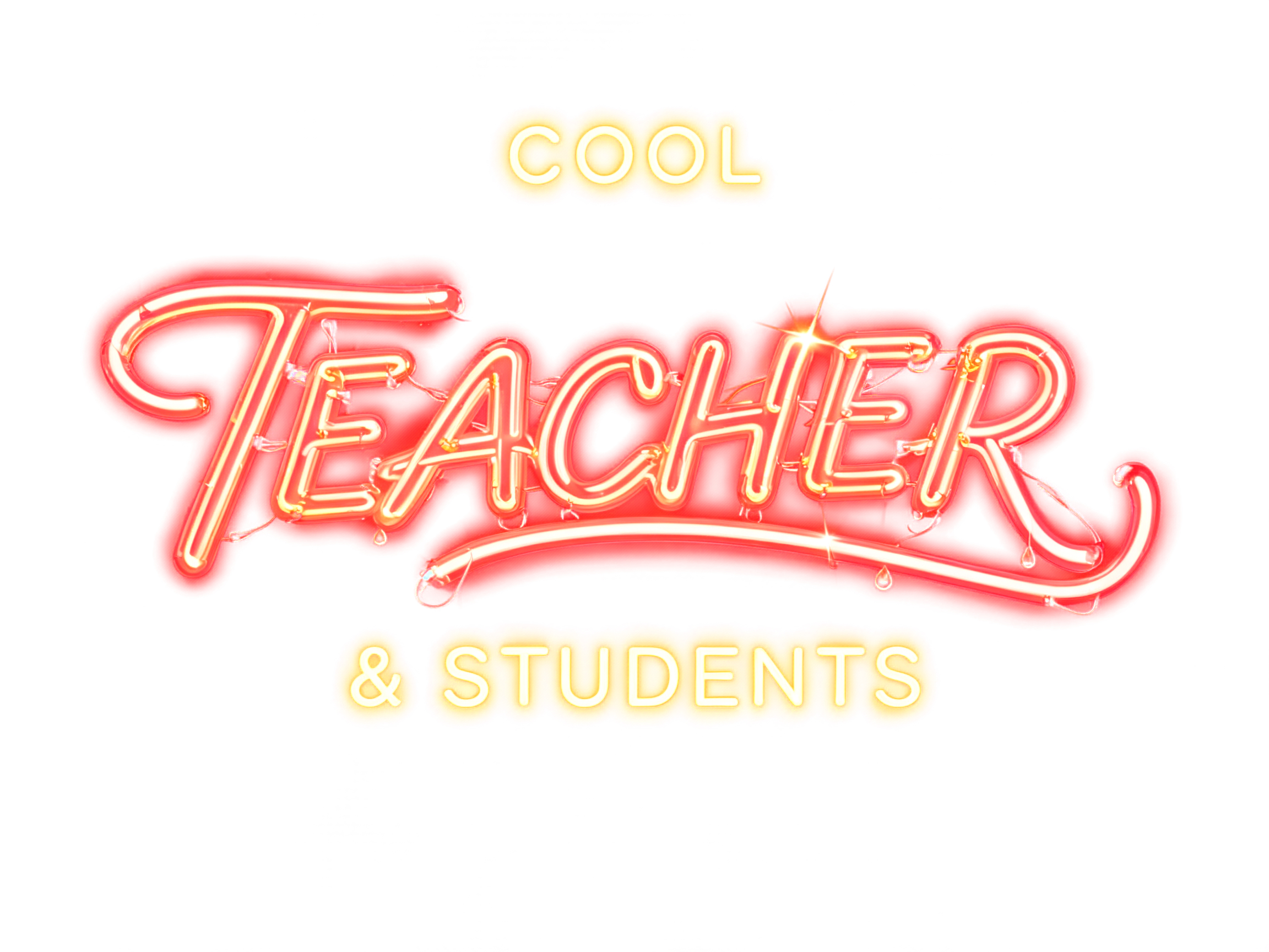 "Give me a neon window sign that says COOL TEACHER & STUDENTS" — Neon Sign | AI Text Effect Generator