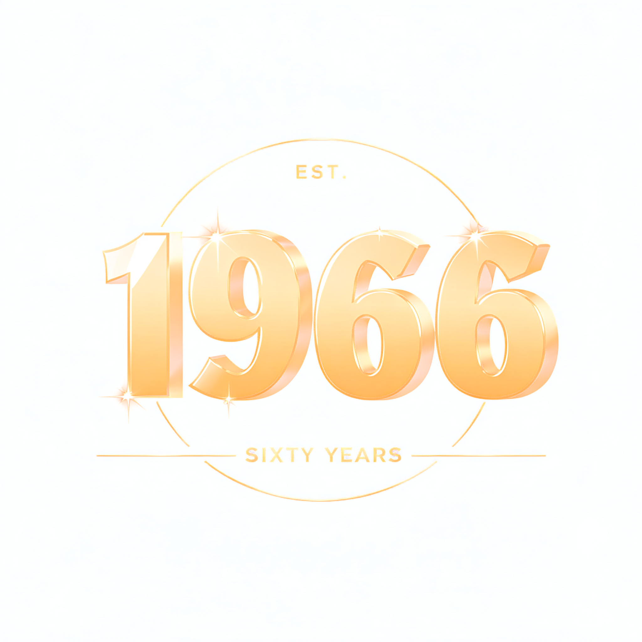 "1966
EST.
SIXTY YEARS" — 3d Bold Gold | AI Text Effect Generator