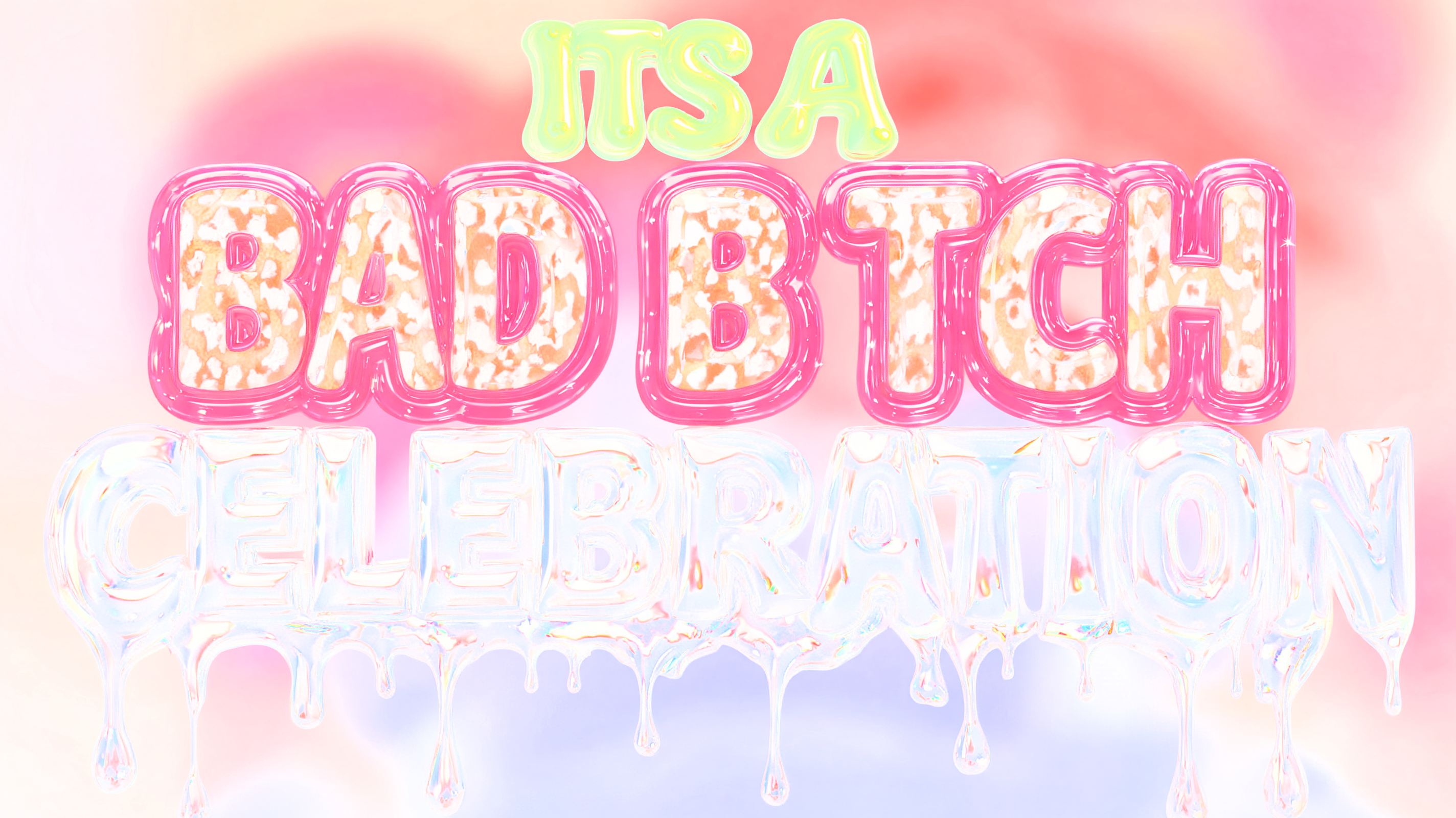 "ITS A BAD B TCH CELEBRATION" — Y2k Chrome | AI Text Effect Generator