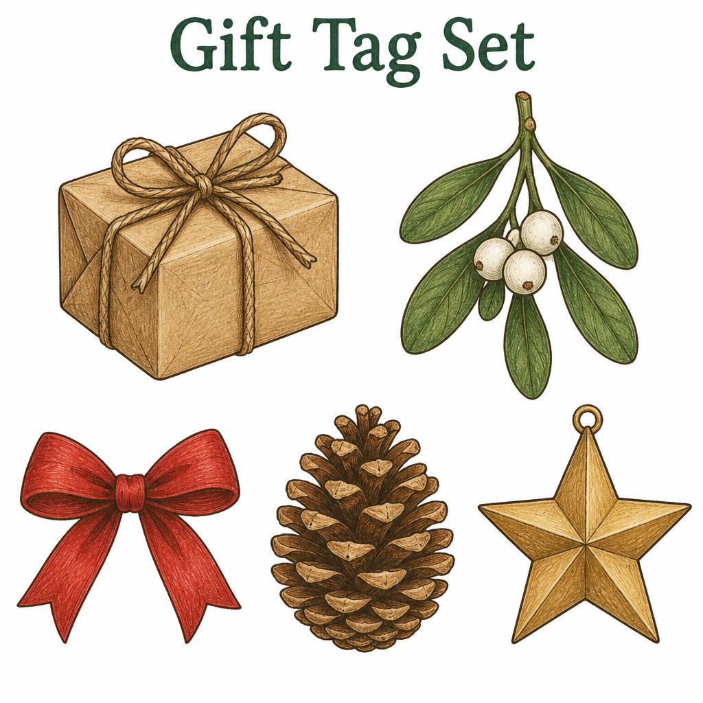"Gift Tag Set" — Vintage Craft Ink | AI Text Effect Generator