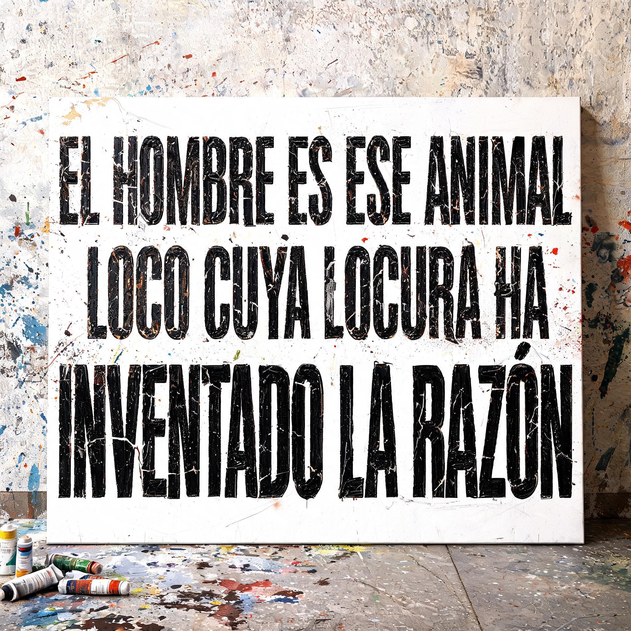 "EL HOMBRE ES ESE ANIMAL LOCO CUYA LOCURA HA INVENTADO LA RAZÓN" — Brush Dry | AI Text Effect Generator
