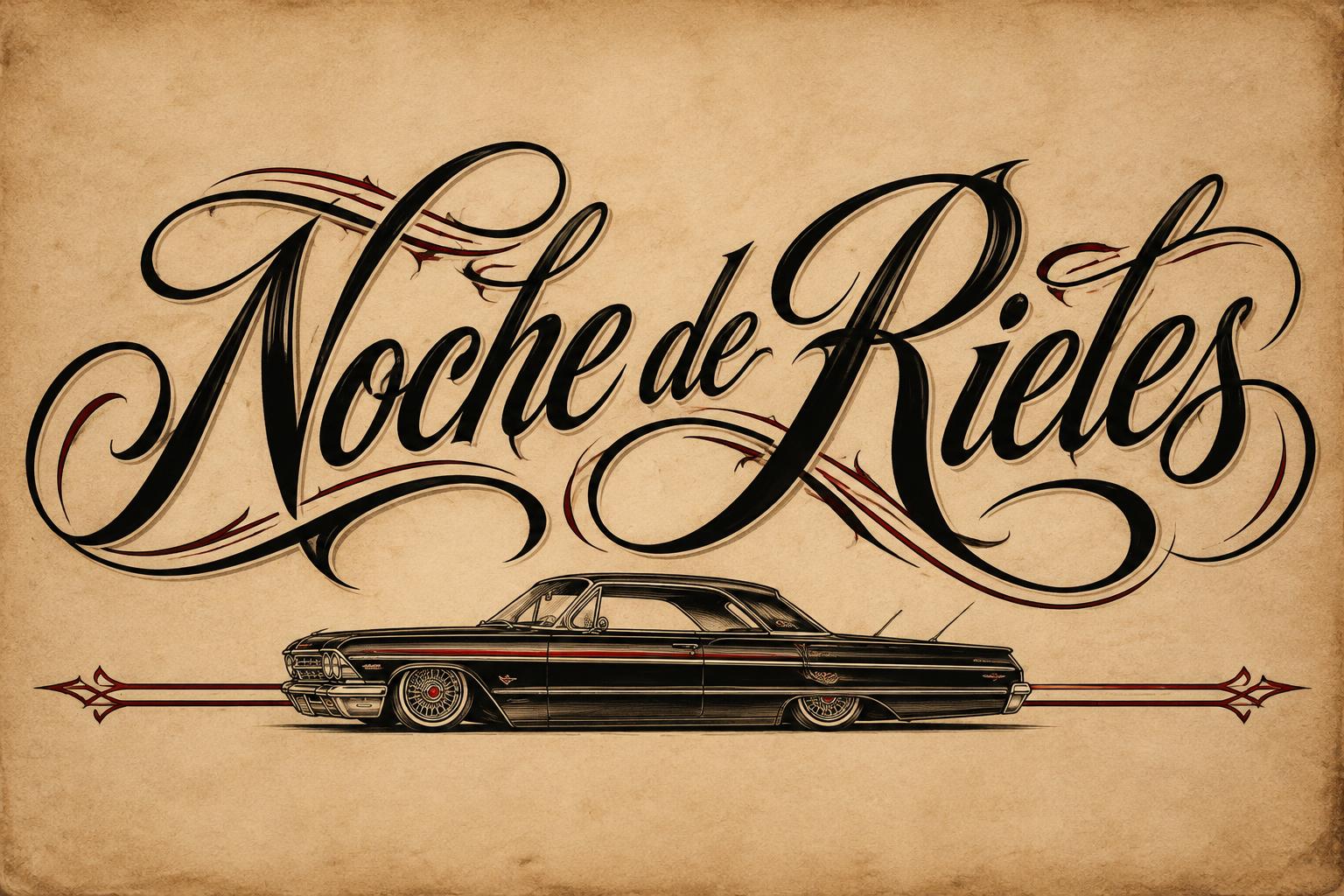 "Noche de Rieles" — Chicano | AI Text Effect Generator