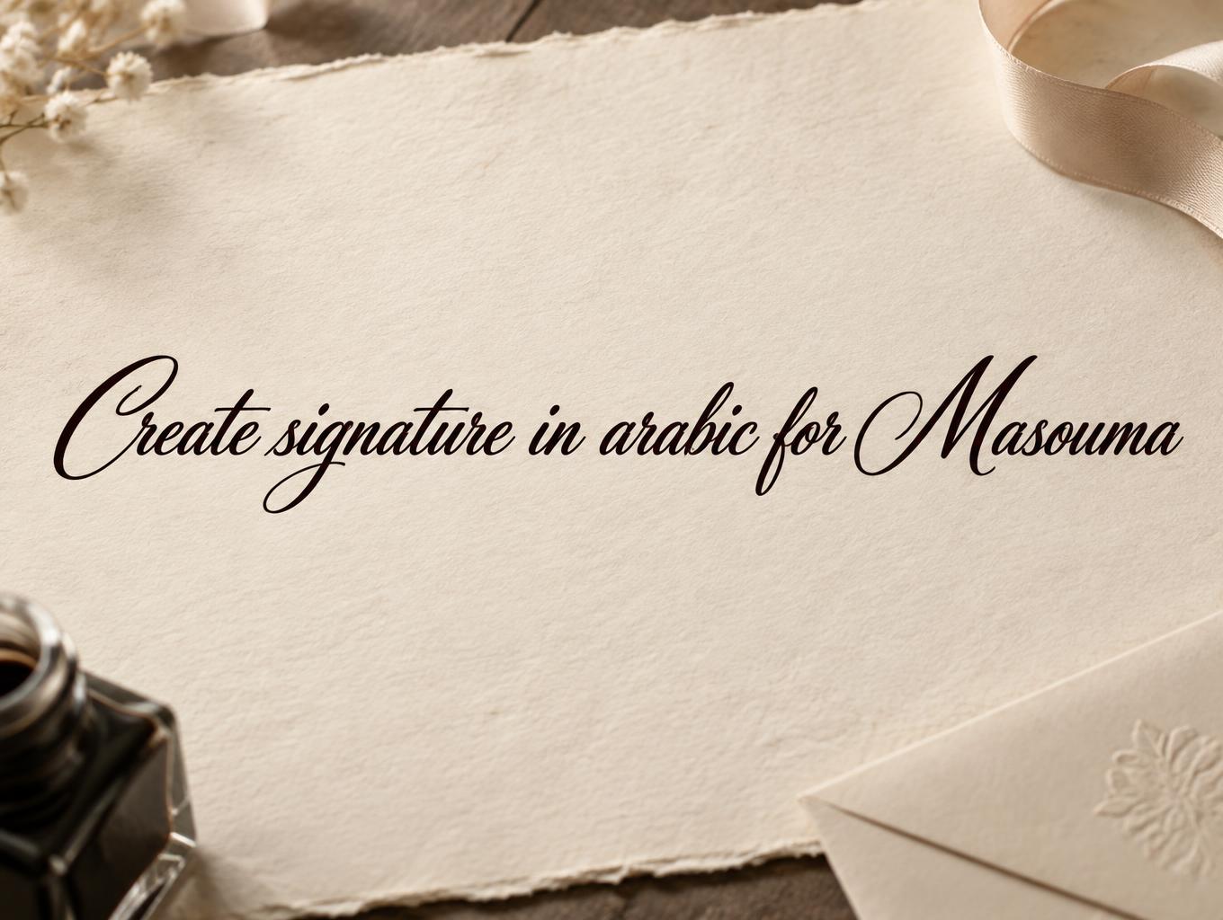 "Create signature in arabic for Masouma" —  | AI Text Effect Generator