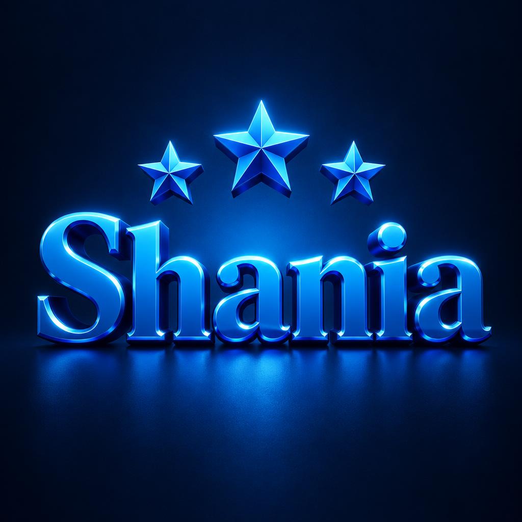 "Shania" — Blu Notturno Lucido text effect