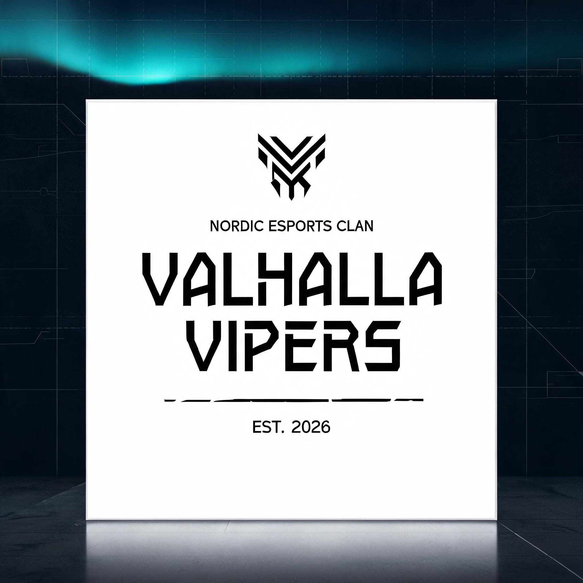 "VALHALLA
VIPERS
NORDIC ESPORTS CLAN
EST. 2026" — Viking Runic | AI Text Effect Generator