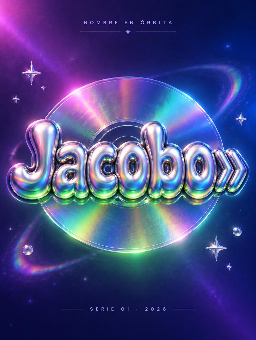 "Jacobo»
NOMBRE EN ÓRBITA
SERIE 01 · 2026" — Y2k text effect