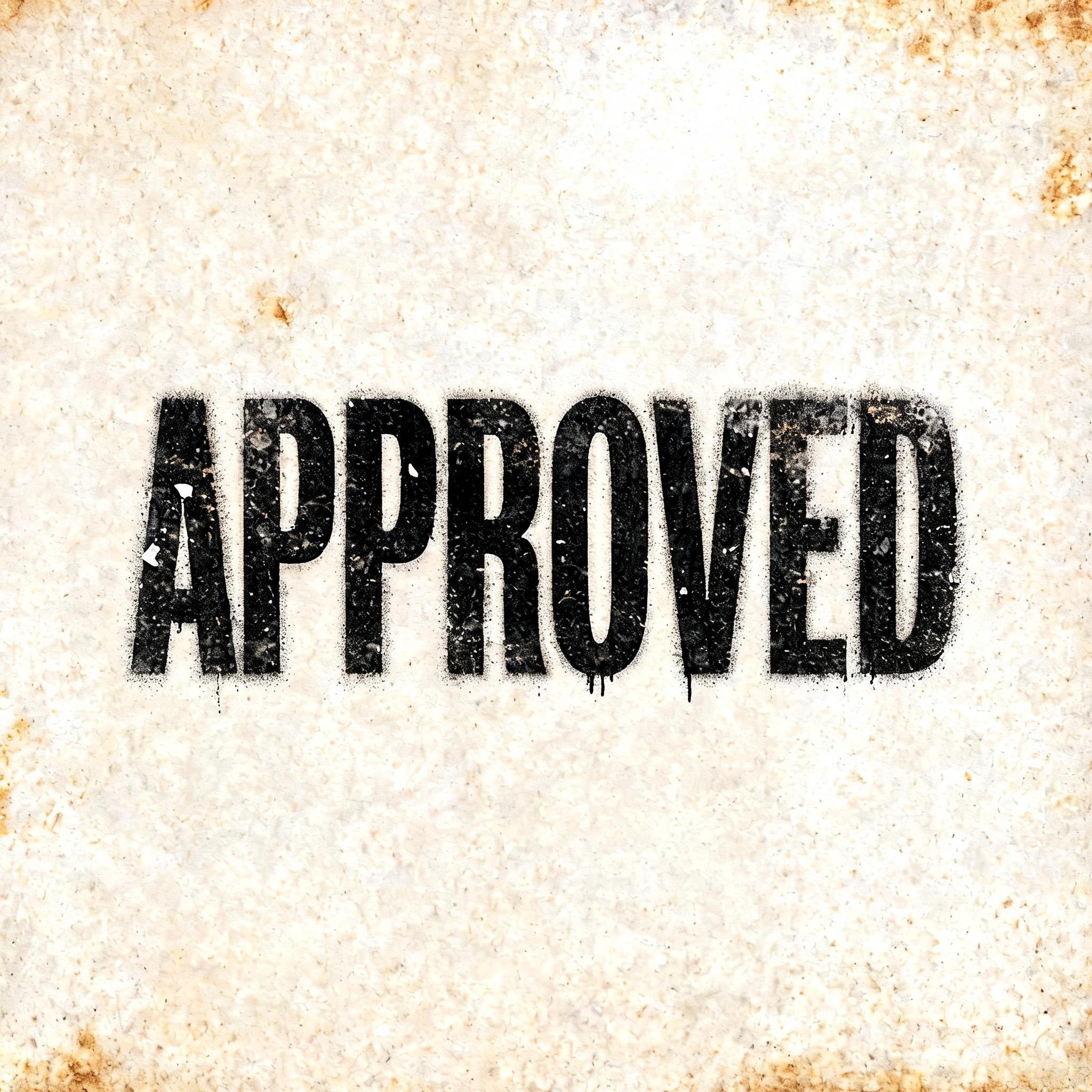 "APPROVED" — Stencil | AI Text Effect Generator