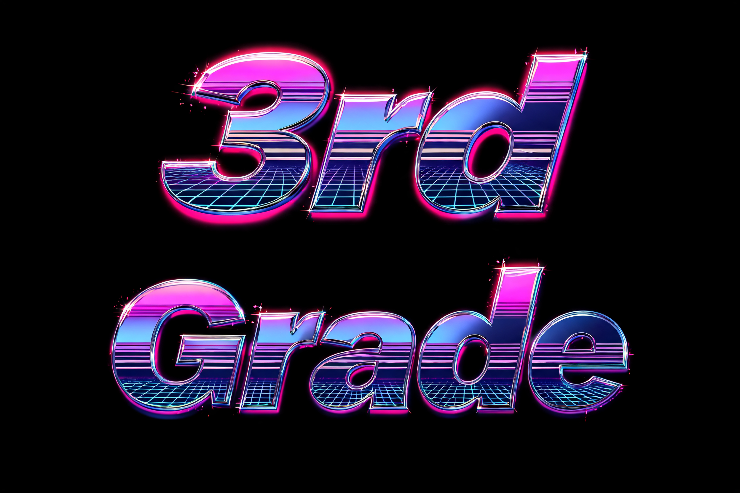 "3rd Grade" — Neon 80s | AI Text Effect Generator
