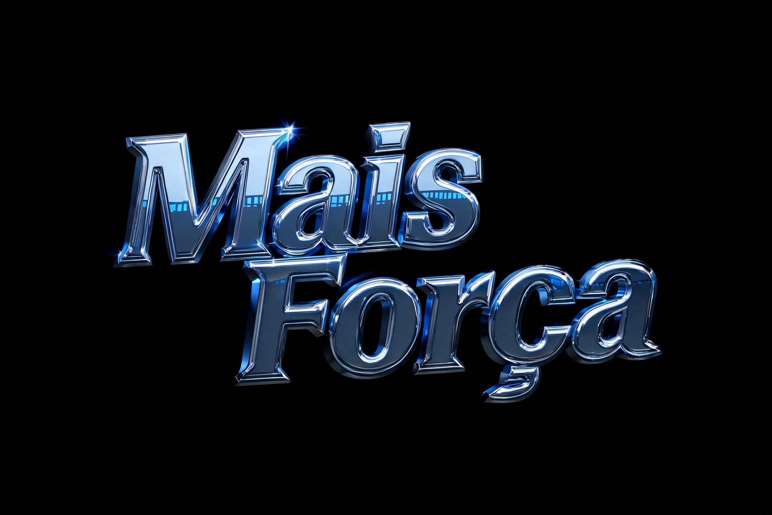 "Mais Força" — Chrome Metal 3d | AI Text Effect Generator