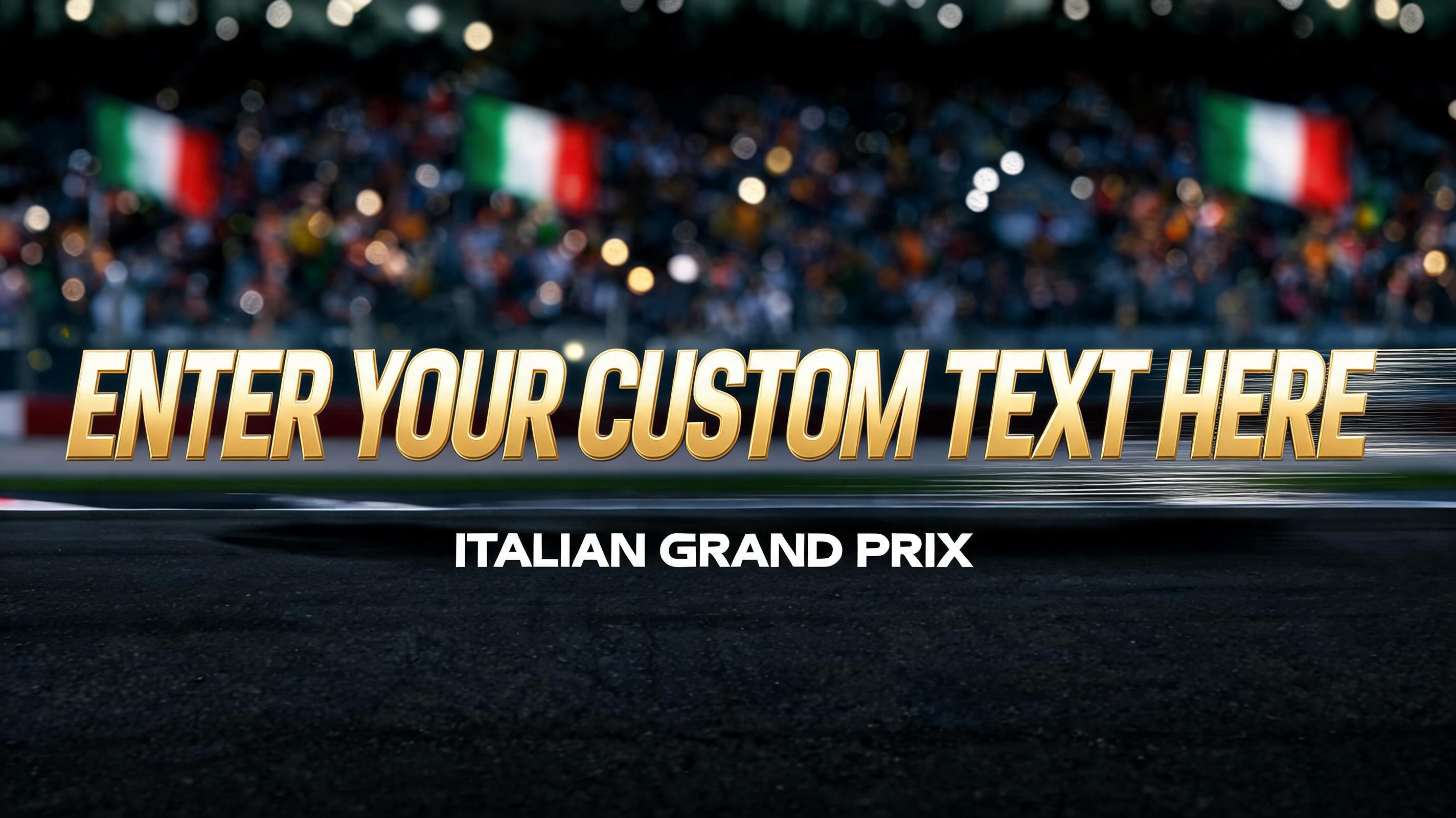 "ENTER YOUR CUSTOM TEXT HERE" — Racing | AI Text Effect Generator
