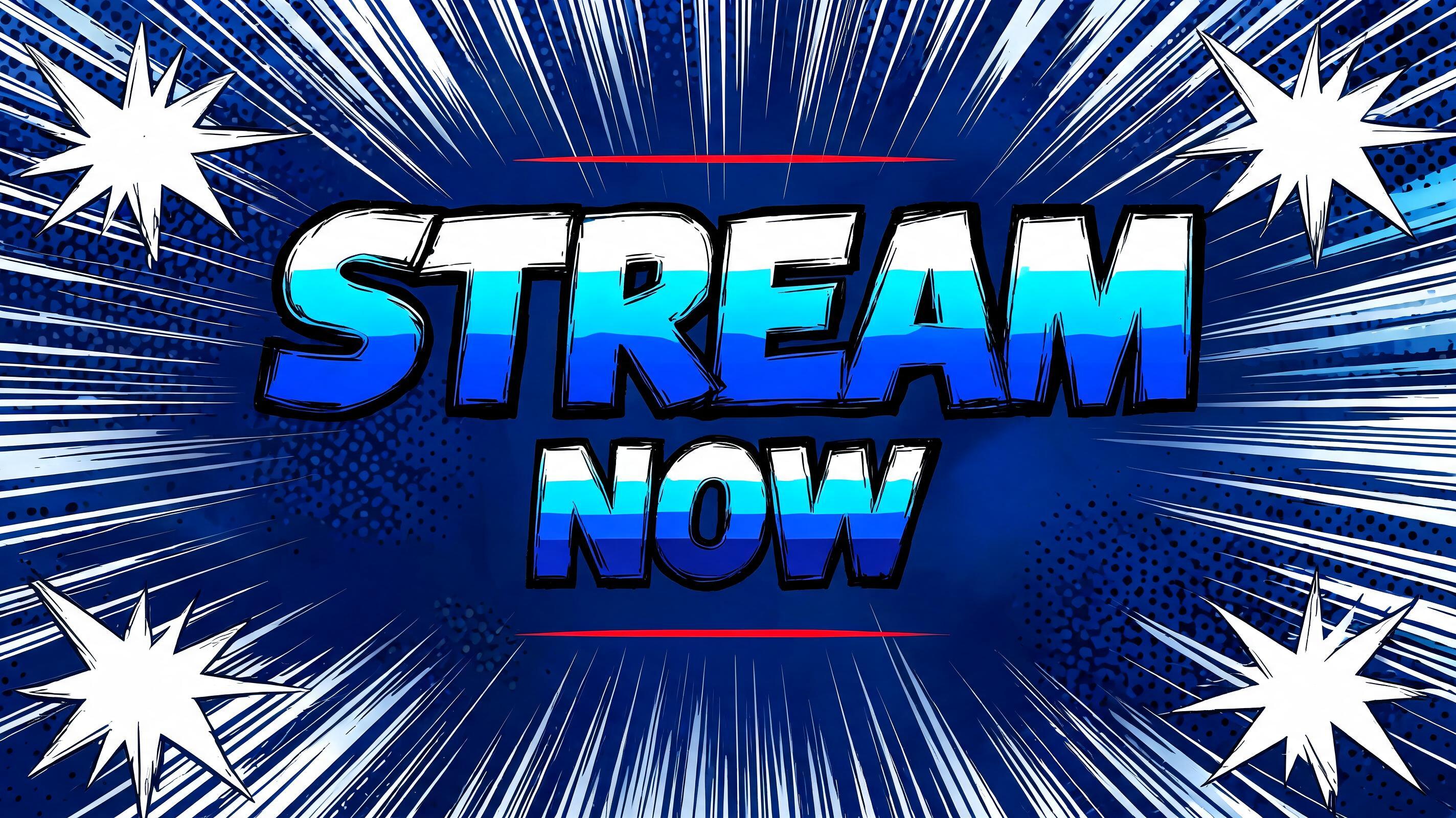 "Stream now" — Anime text effect