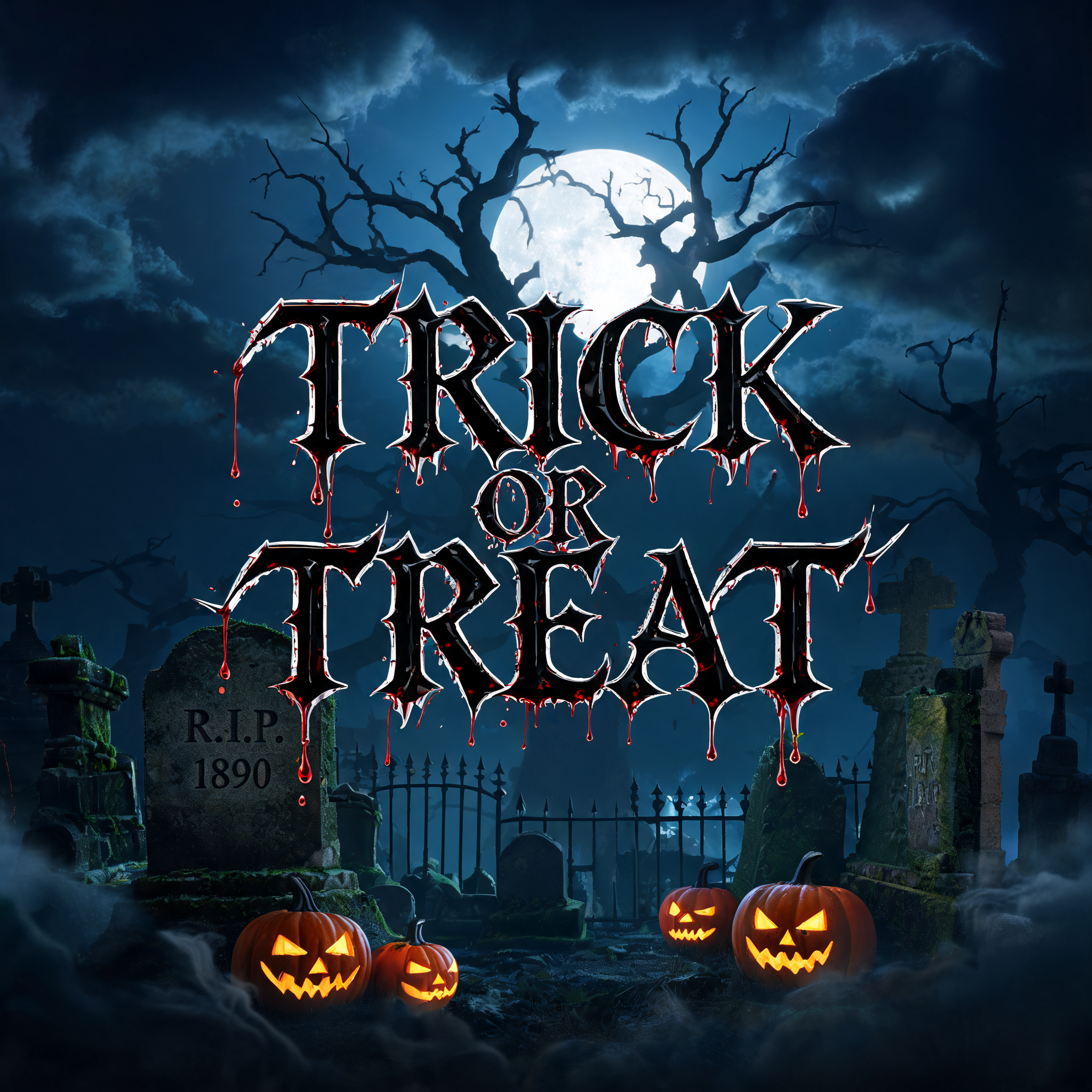 "TRICK OR TREAT" — Drip Font Blood | AI Text Effect Generator