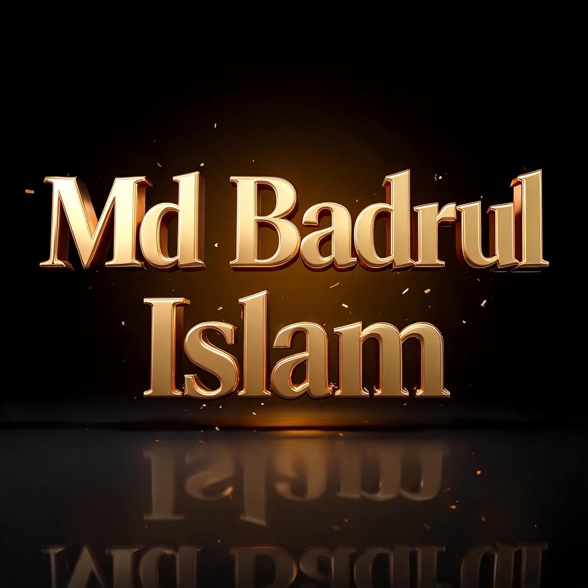 "Md Badrul Islam" — 3d Bold Gold | AI Text Effect Generator
