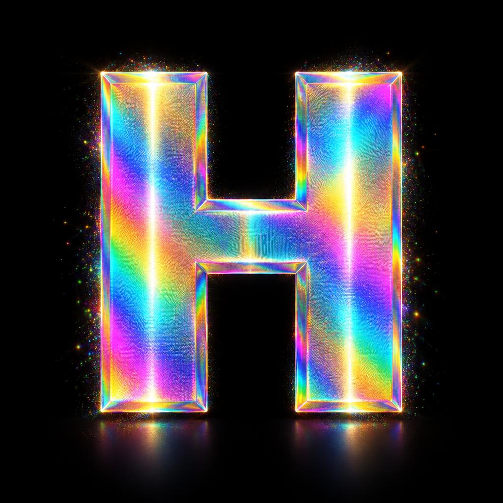 "H" — Holographic | AI Text Effect Generator