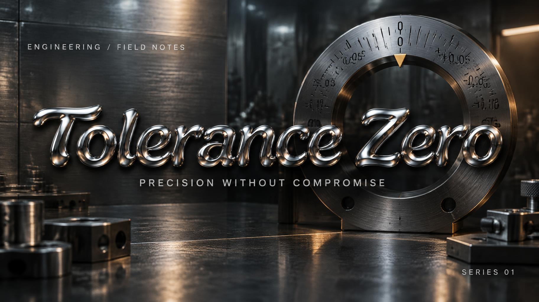 "Tolerance Zero
ENGINEERING / FIELD NOTES
PRECISION WITHOUT COMPROMISE
SERIES 01" — Metallic | AI Text Effect Generator
