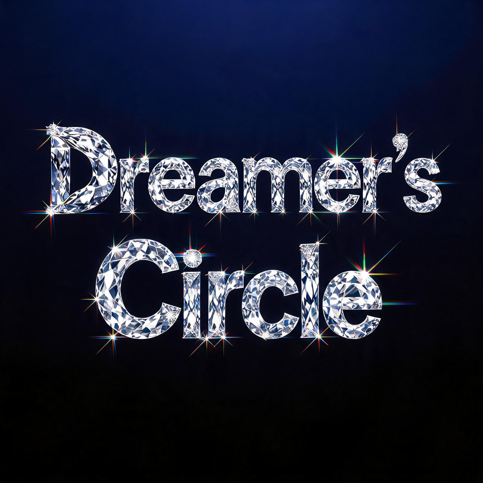 "Dreamer’s Circle" — Glass Crystal text effect