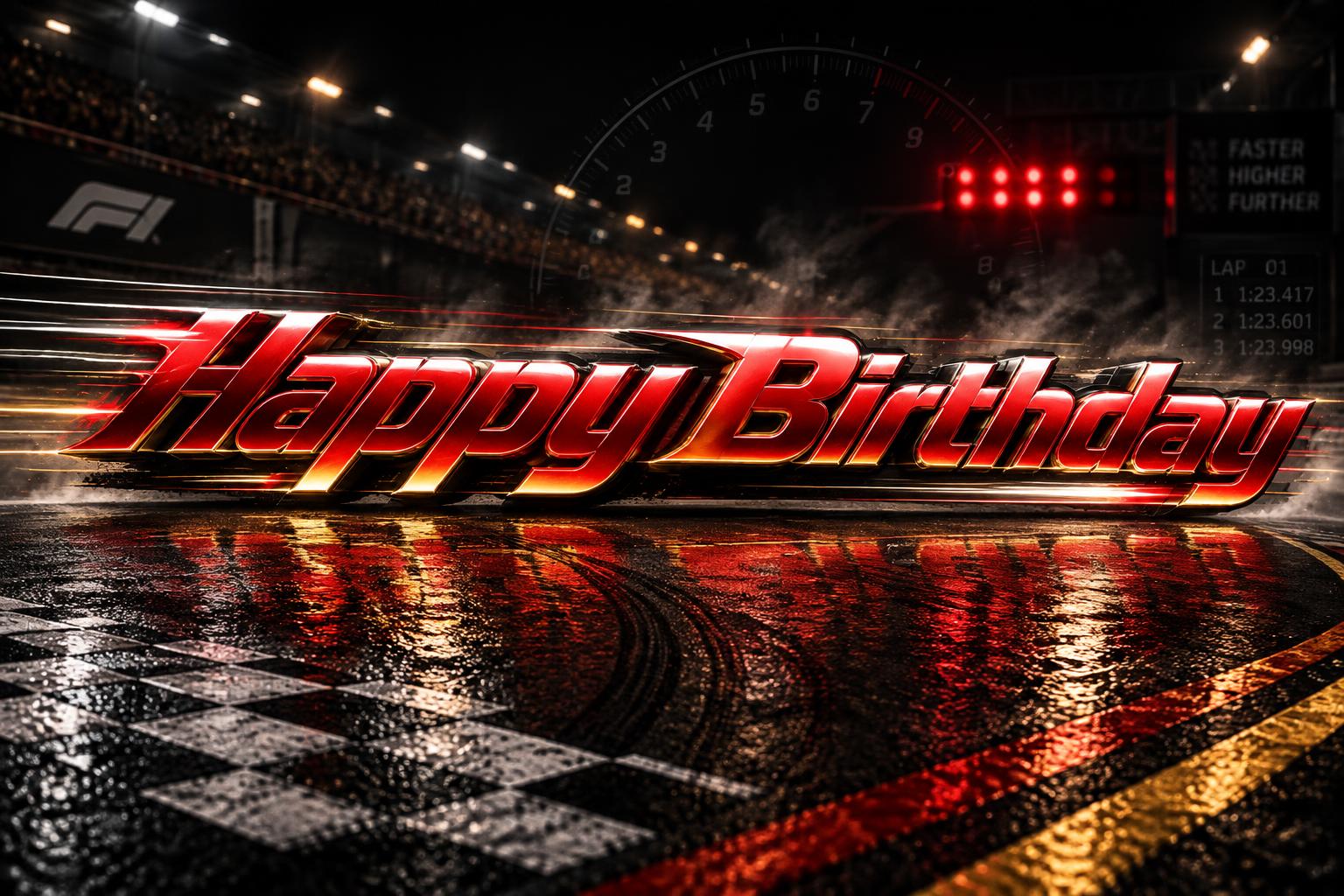 "Happy Birthday" — Racing | AI Text Effect Generator