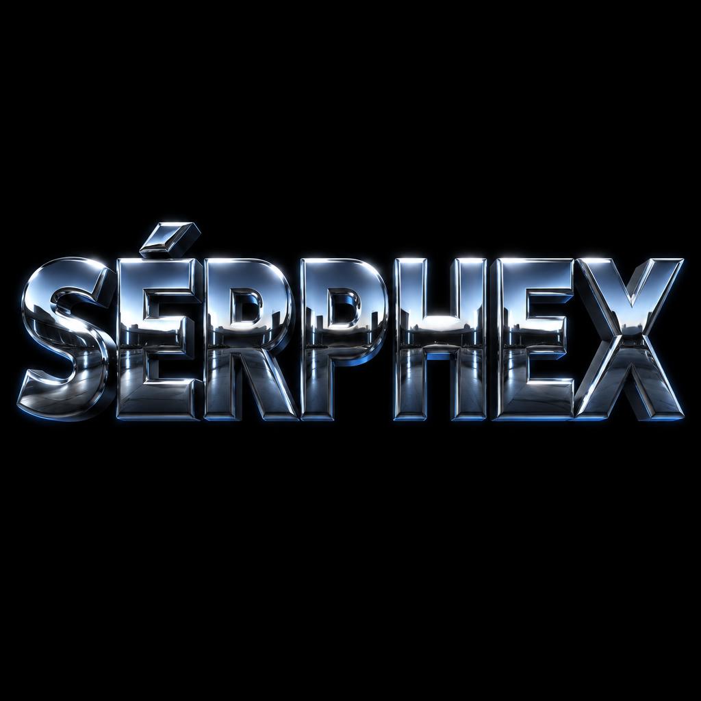 "SÉRPHEX" — Chrome Metal 3d | AI Text Effect Generator