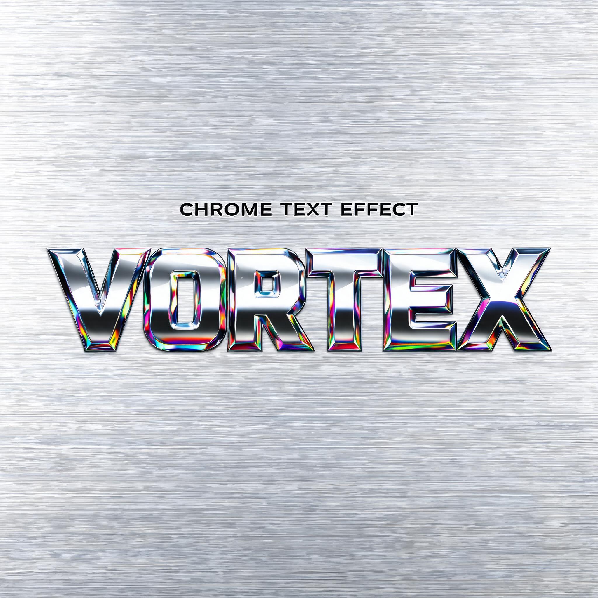 "VORTEX
CHROME TEXT EFFECT" — Y2k Chrome | AI Text Effect Generator