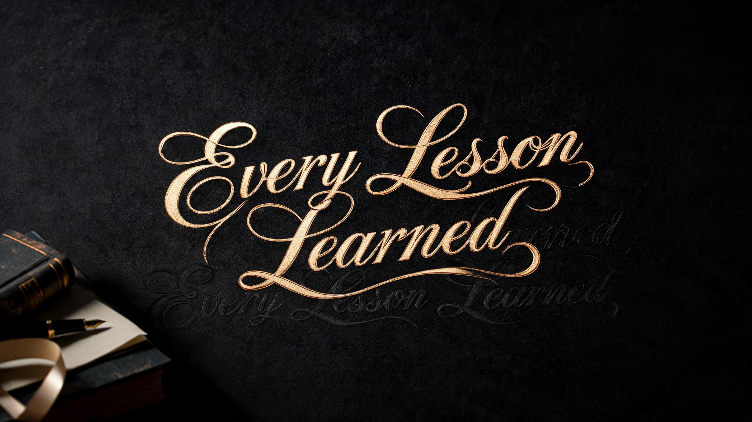 "Every Lesson Learned" — Elegant Script text effect