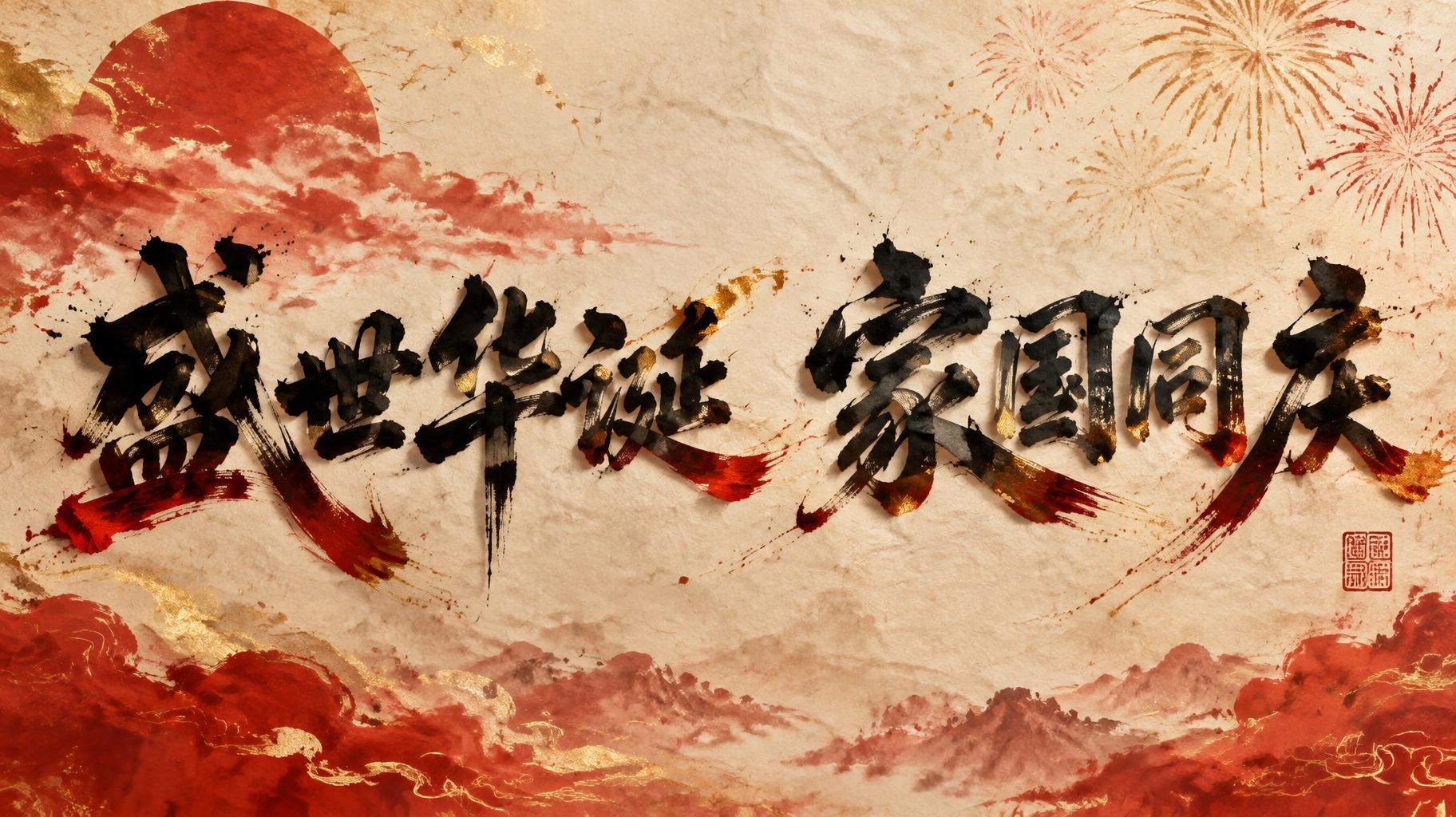 "盛世华诞  家国同庆" — Brush Stroke | AI Text Effect Generator