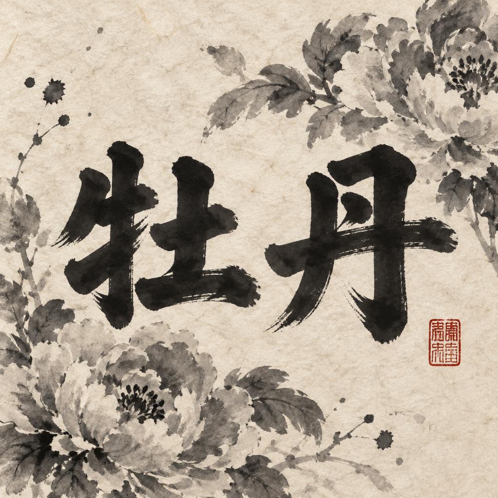 "牡丹" — Brush Chinese Ink | AI Text Effect Generator