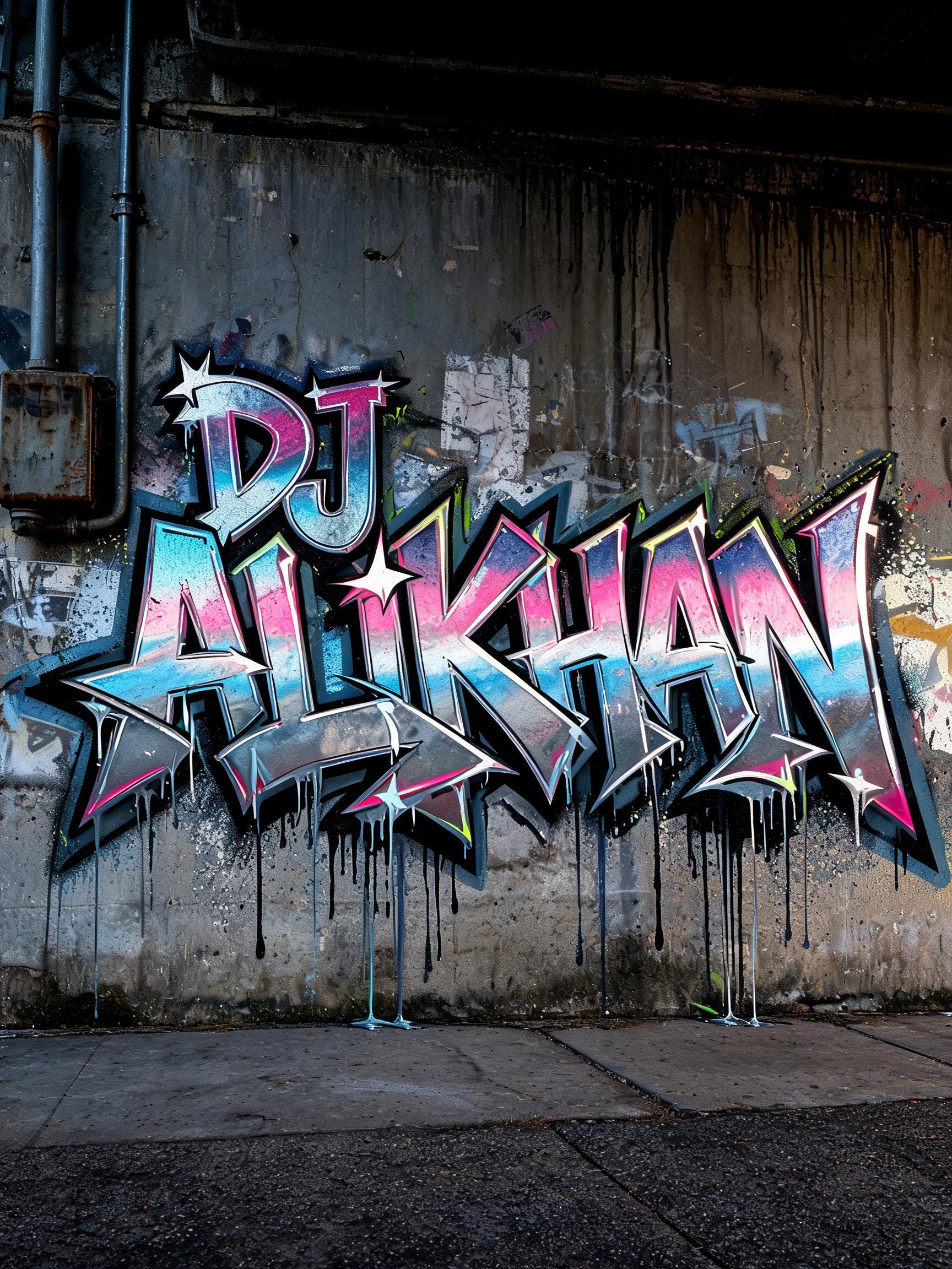 "DJ ALIKHAN " — Graffiti | AI Text Effect Generator