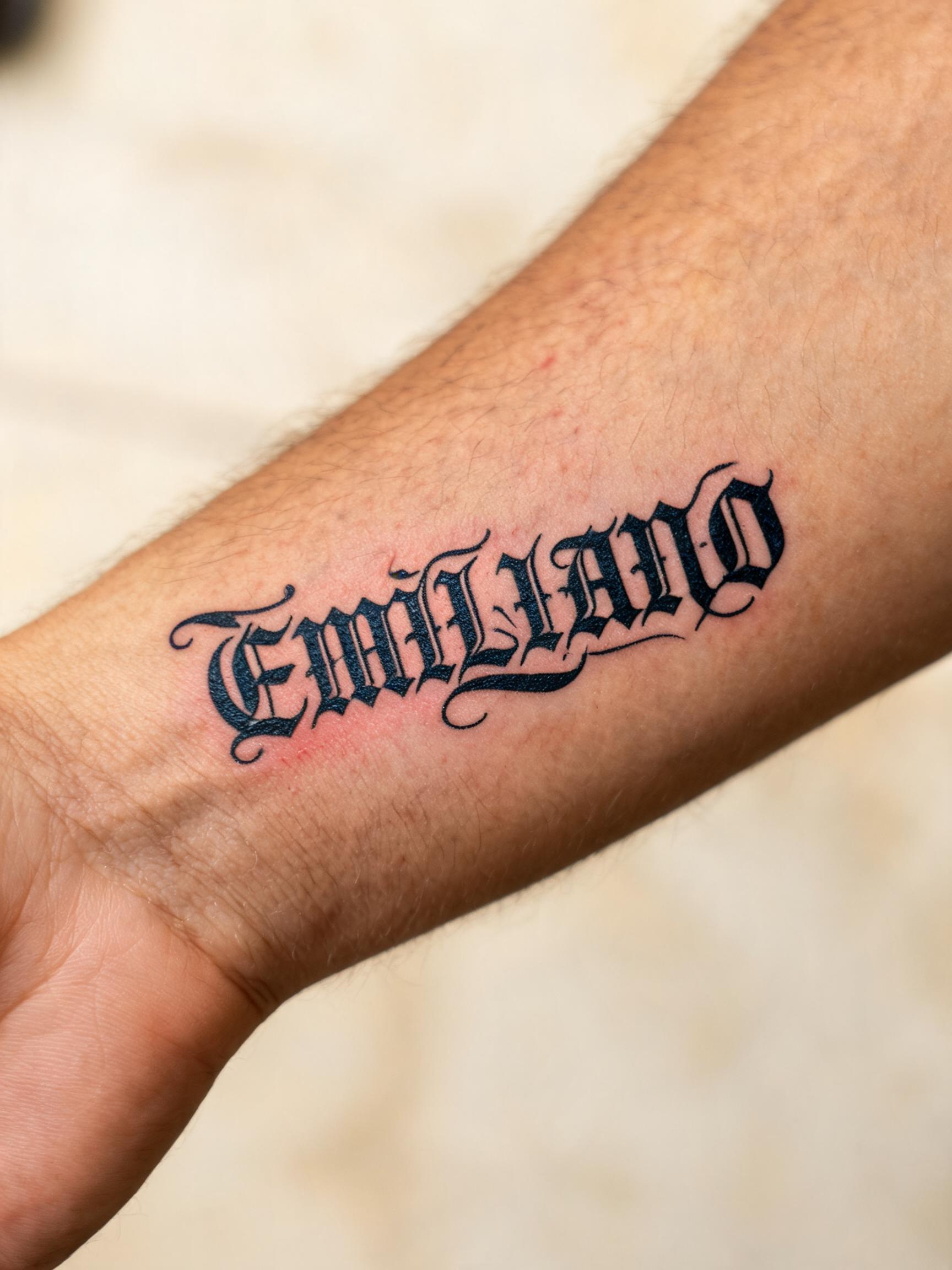 "EMILIANO" — Tattoo text effect