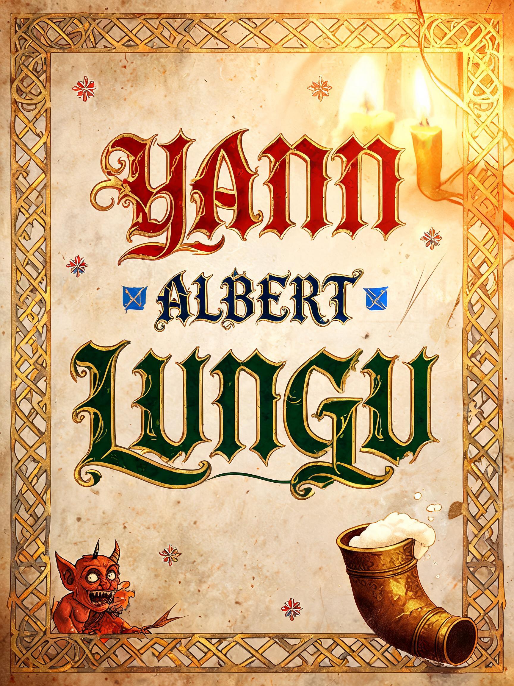 "Yann
Albert
Lungu" — Medieval text effect