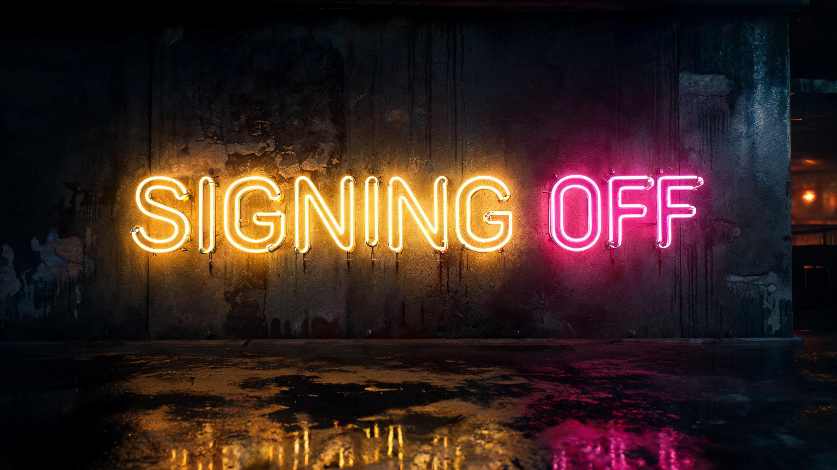 "Signing Off" — Cyberpunk Electric Neon | AI Text Effect Generator