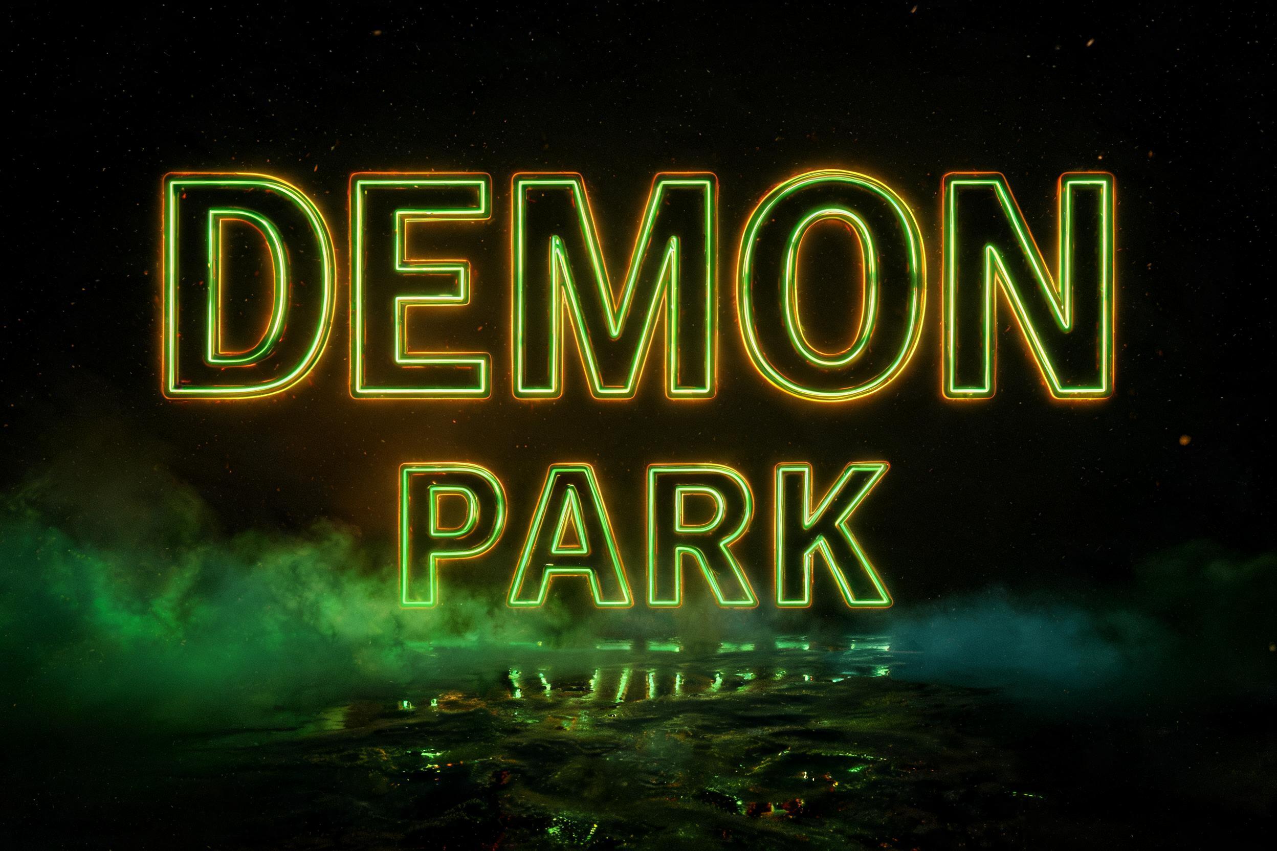 "Demon Park" — Neon Outline text effect