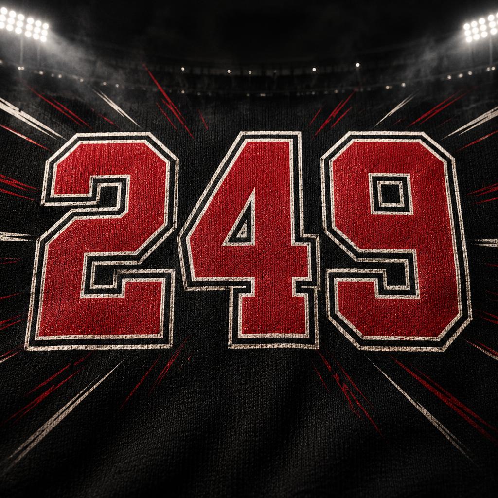 "249 in varsity font" — Sports | AI Text Effect Generator