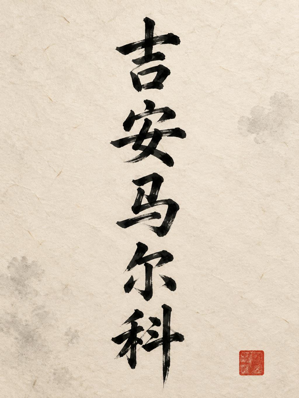"吉安马尔科" — Brush Chinese Ink | AI Text Effect Generator
