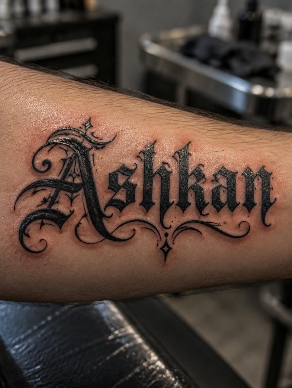 "Ashkan" — Tattoo | AI Text Effect Generator