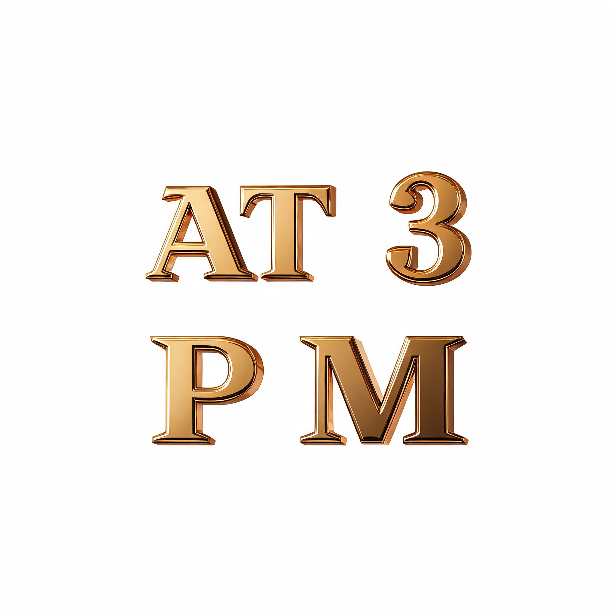 "ᴀᴛ 𝟑
ᴘᴍ" — 3d Bold Gold | AI Text Effect Generator