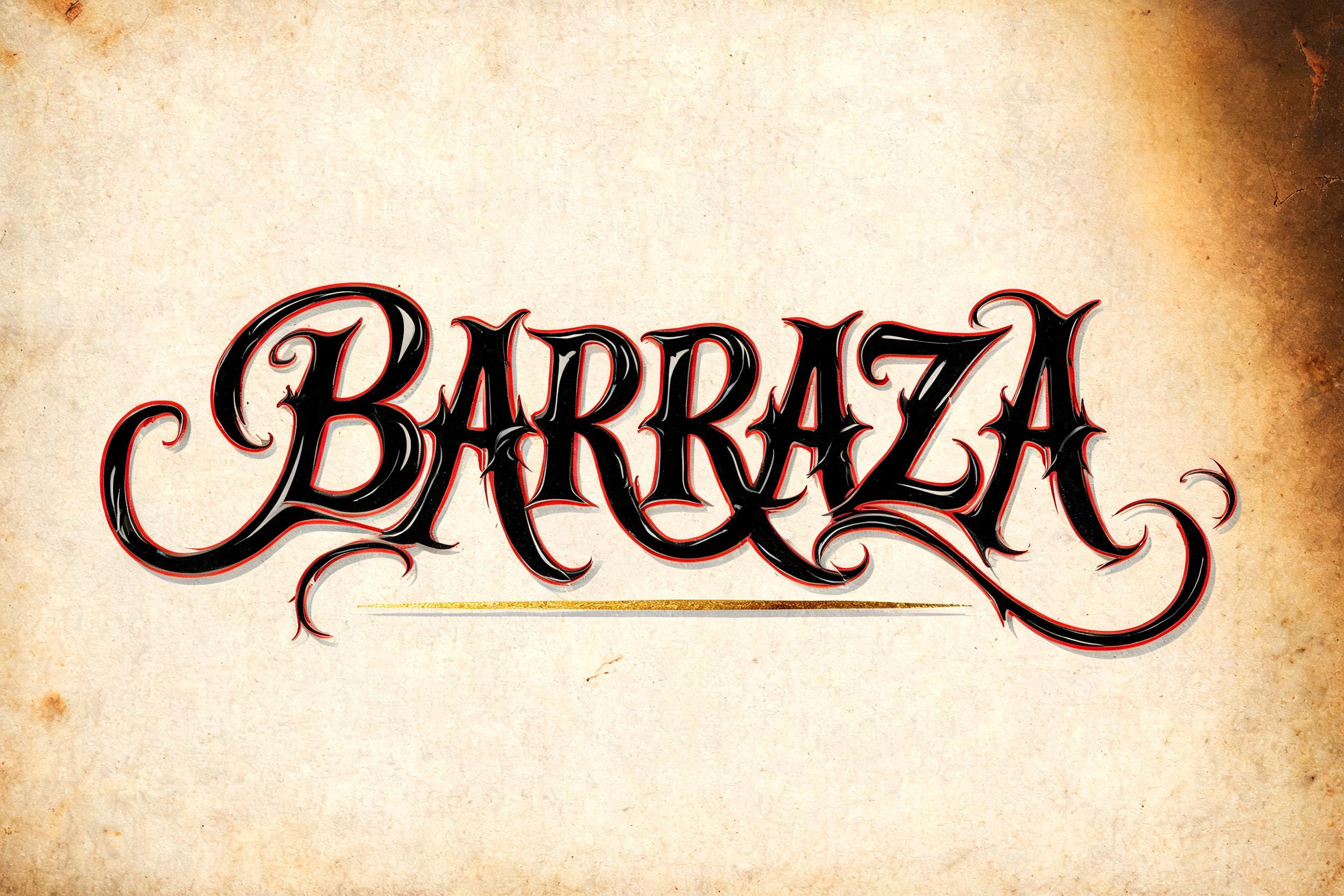 "BARRAZA" — Chicano text effect