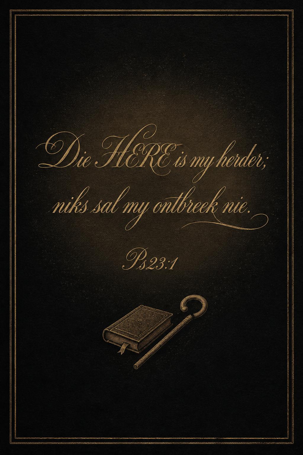 "Die HERE is my herder;
niks sal my ontbreek nie.
Ps23:1" —  | AI Text Effect Generator