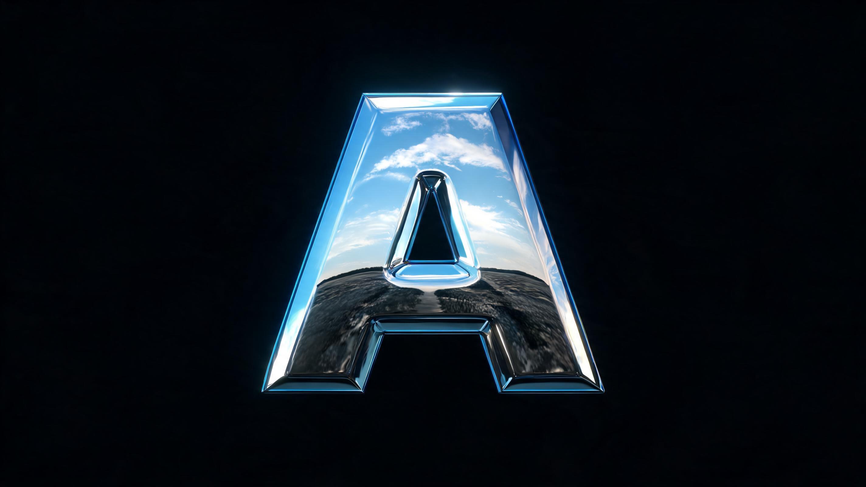 "A" — Chrome Metal 3d | AI Text Effect Generator