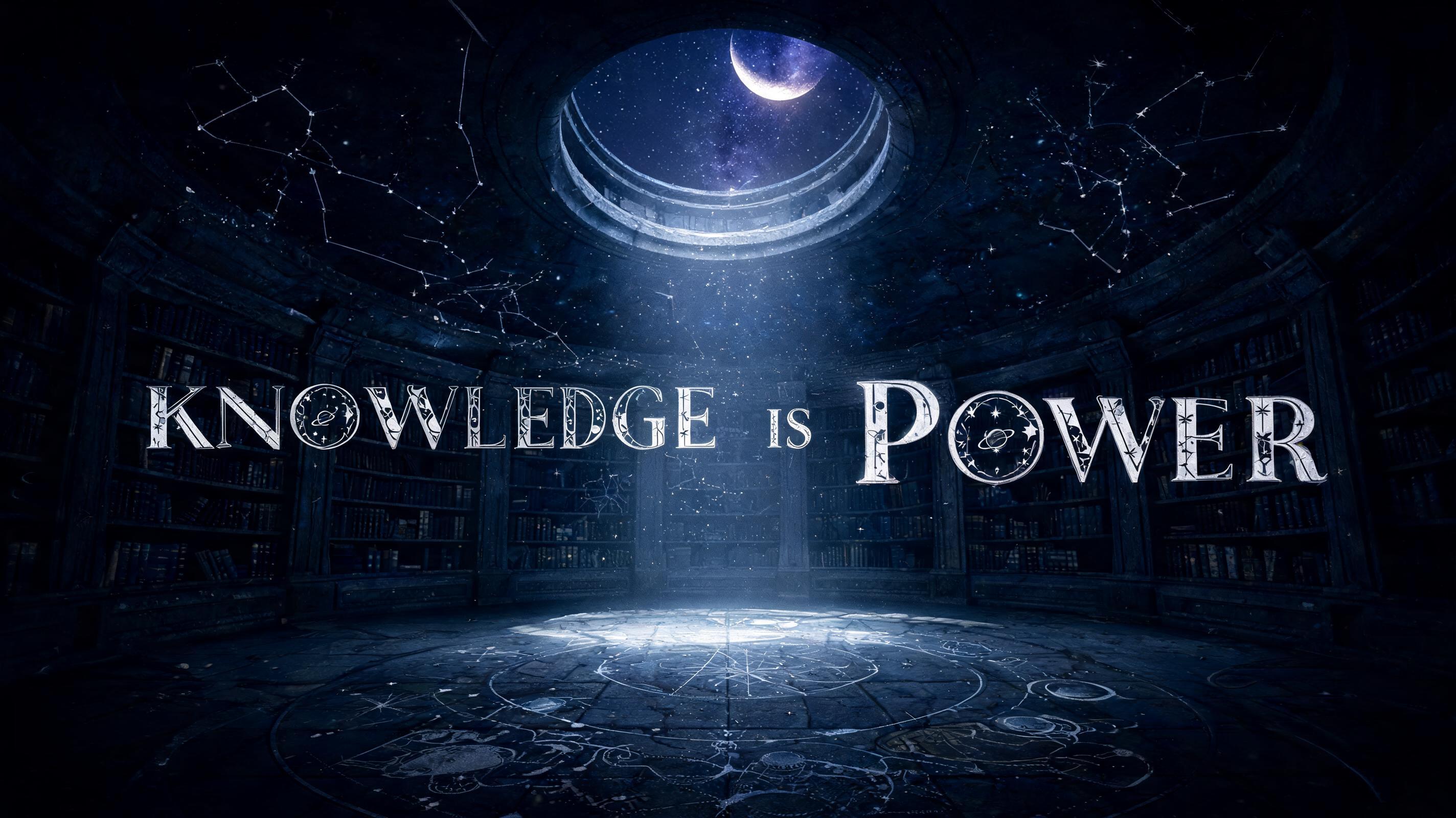 "Knowledge Is Power" — Celestial Symbol | AI Text Effect Generator