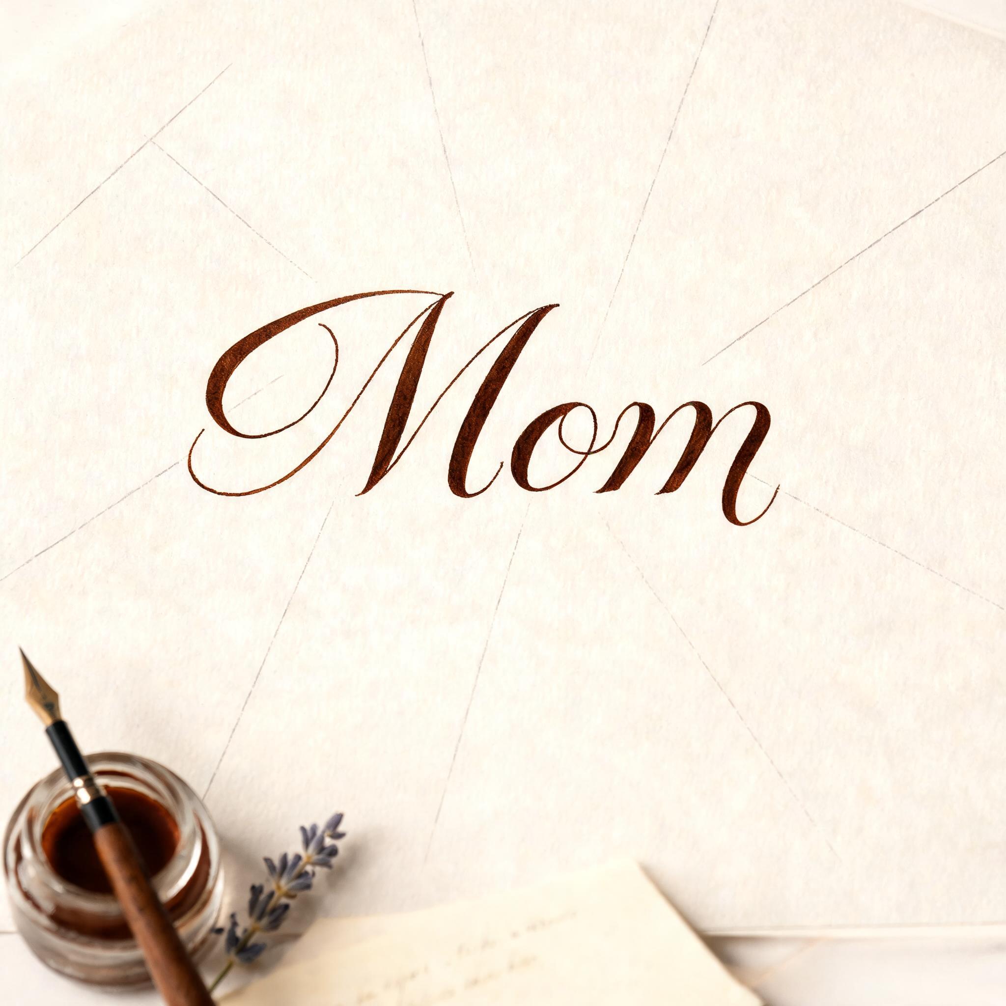 "Mom" — Cursive Calligraphy | AI Text Effect Generator
