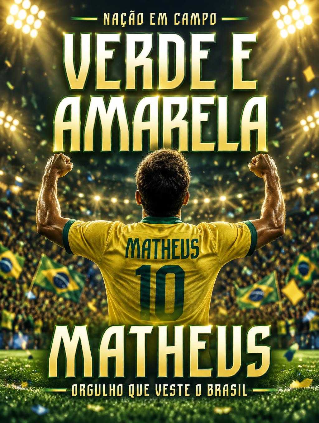 "VERDE E AMARELA
MATHEUS
ORGULHO QUE VESTE O BRASIL
NAÇÃO EM CAMPO" — Sports Football | AI Text Effect Generator
