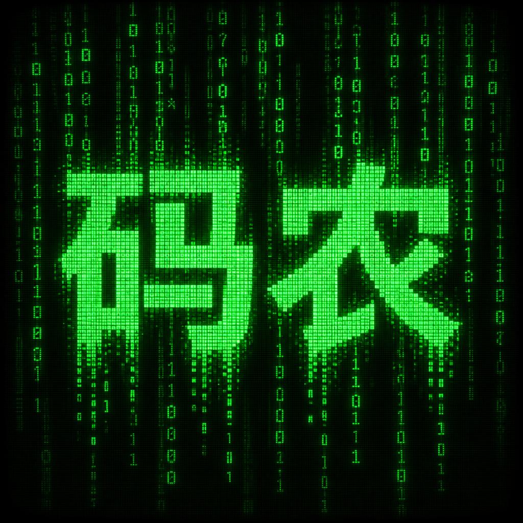 "码农" — Cyberpunk Data Stream text effect