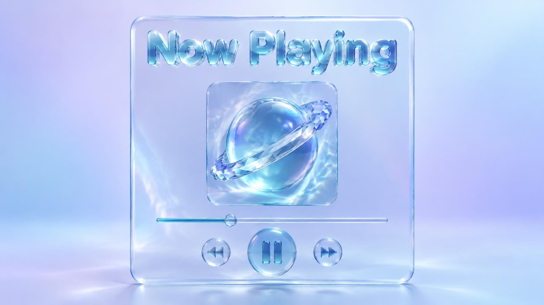 "Now Playing" — Glass Liquid | AI Text Effect Generator