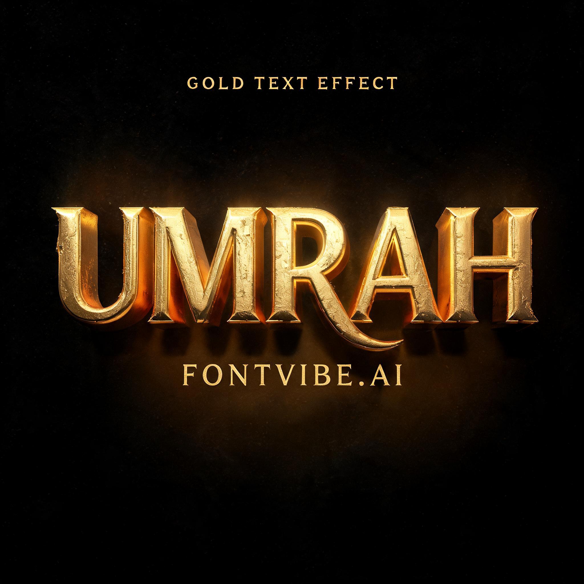 "UMRAH" — Metallic | AI Text Effect Generator