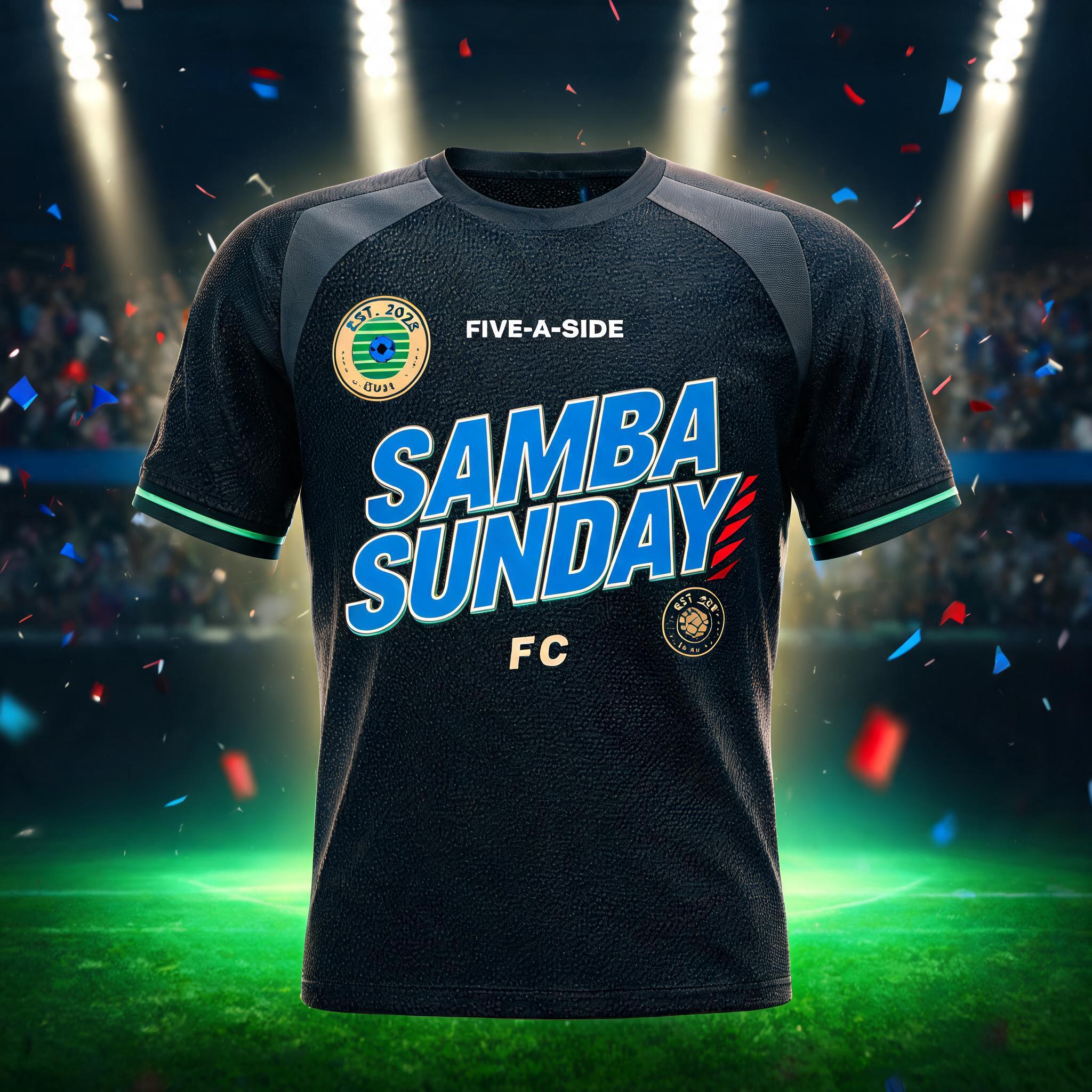 "SAMBA
SUNDAY
FIVE-A-SIDE
FC
EST. 2026" — Sports Football | AI Text Effect Generator