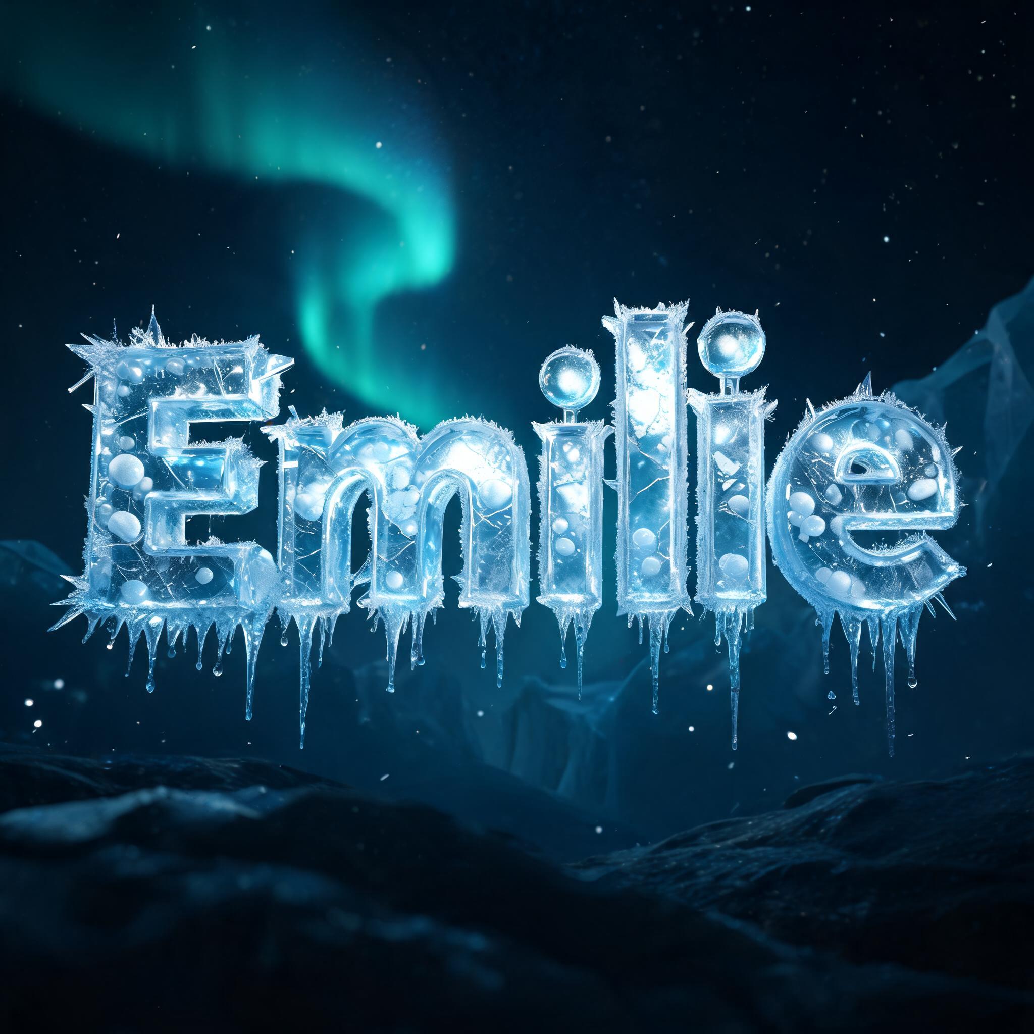 "Emilie" — Glass Frozen | AI Text Effect Generator