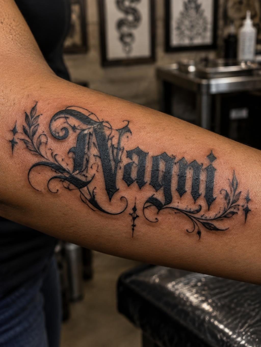 "Nagni" — Tattoo | AI Text Effect Generator