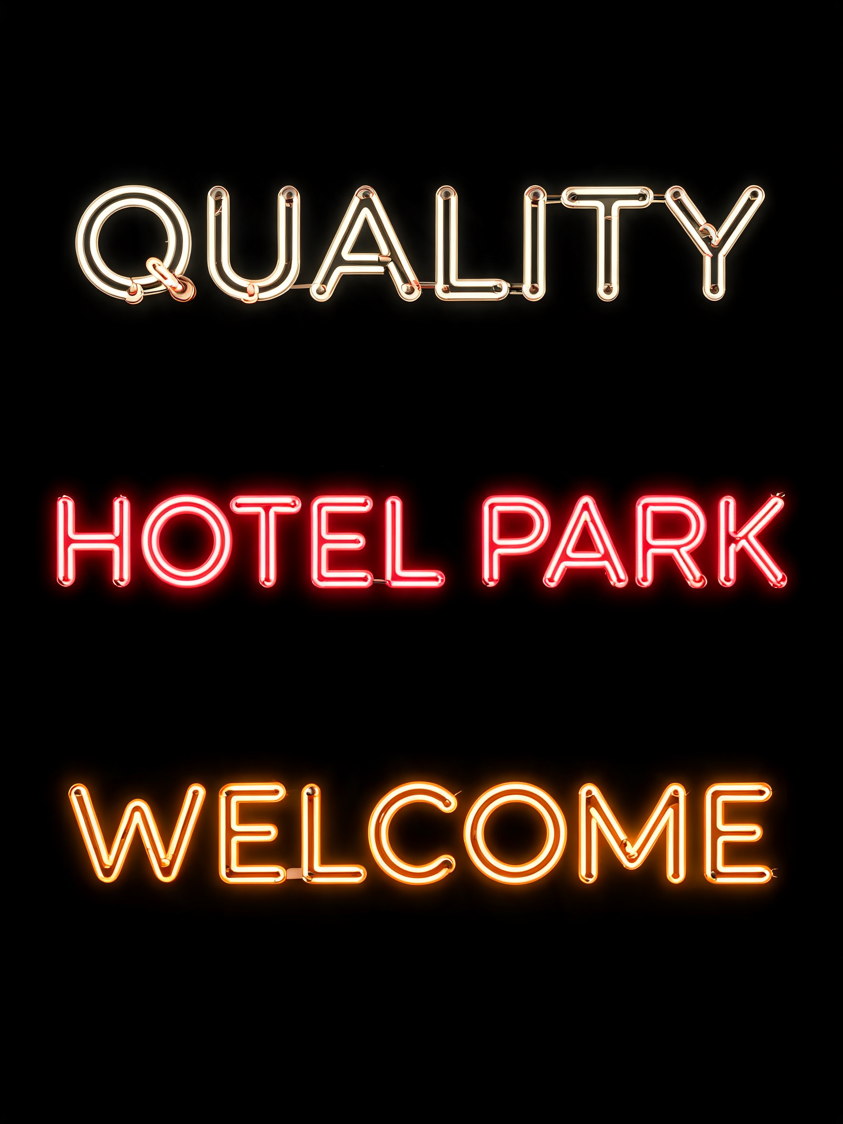 "Quality Hotel Park" — Neon Sign | AI Text Effect Generator