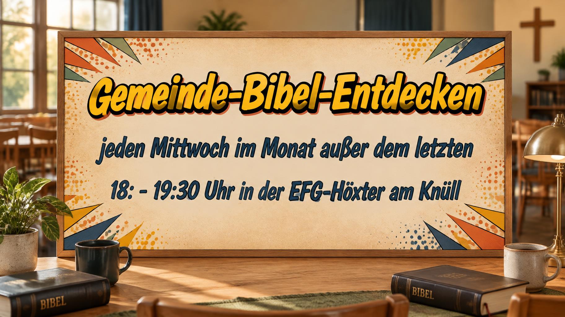 "Gemeinde-Bibel-Entdecken
jeden Mittwoch im Monat außer dem letzten 
18: - 19:30 Uhr in der EFG-Höxter am Knüll" —  | AI Text Effect Generator